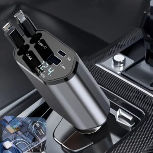120W Retractable Car Charger 4-in-1 Fast Charging