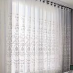 White Embroidered Sheer Curtain Perforated Panel