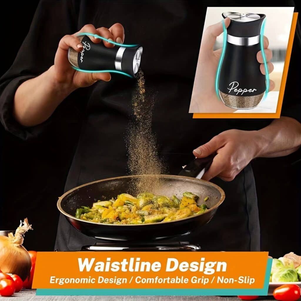 Glass Salt and Pepper Shakers Stainless Steel Lids
