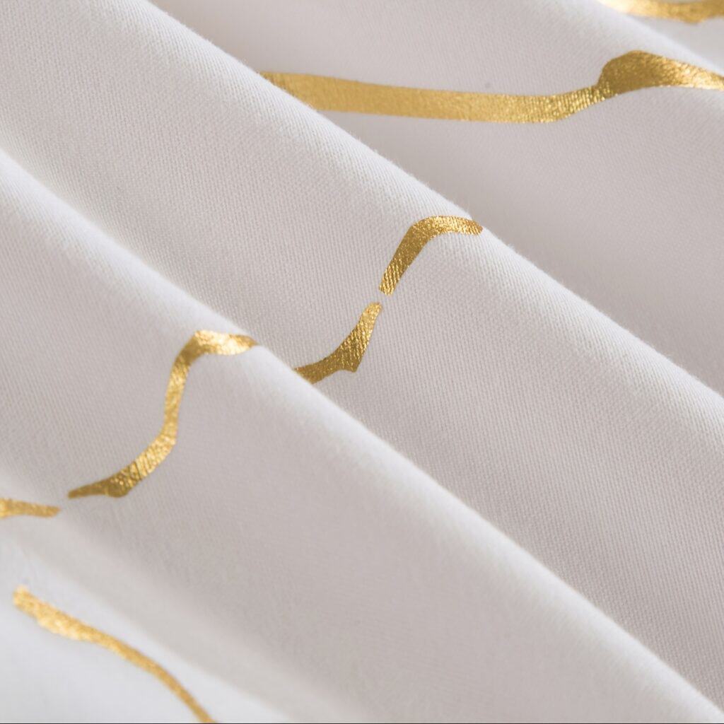 Gold Foil Duvet Cover Set Luxury Bedding 3pcs