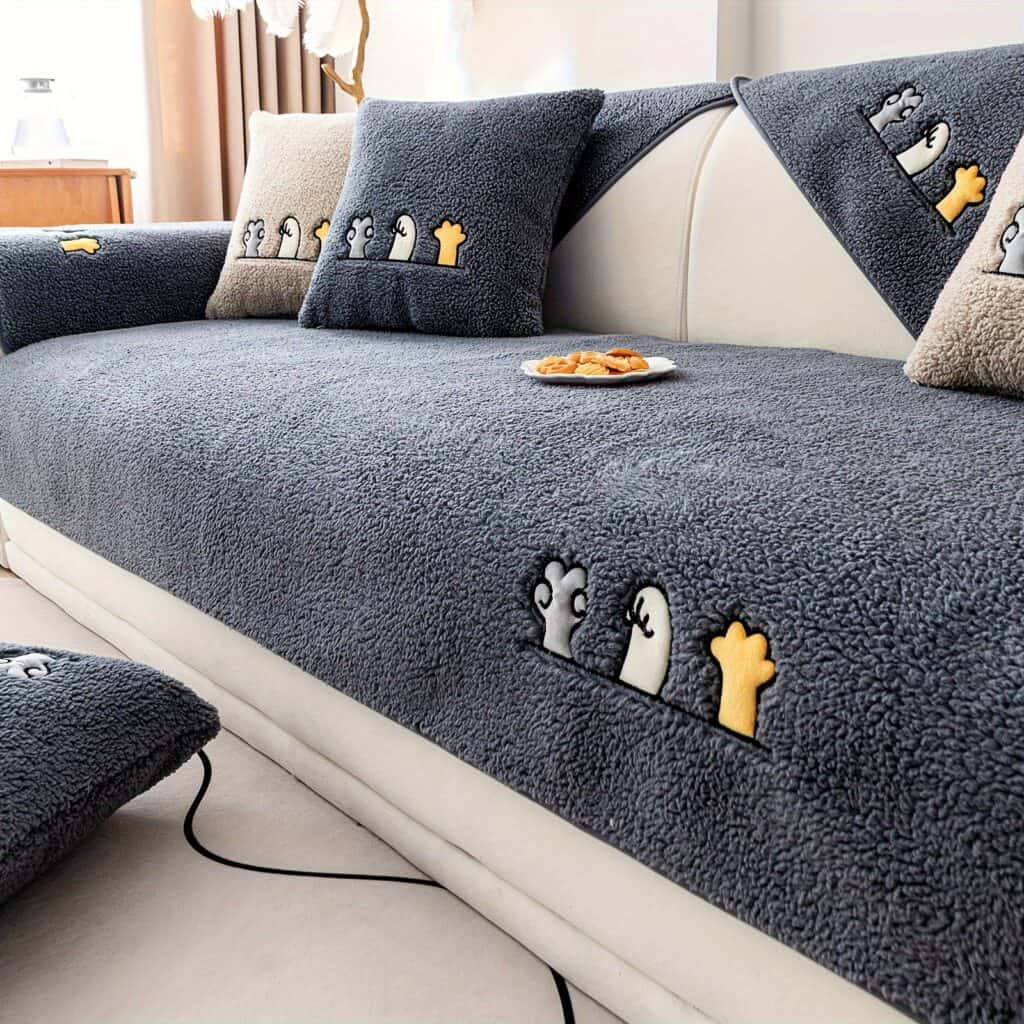 Sherpa Sofa Slipcover Non Slip Pet Friendly Cover