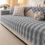 Faux Rabbit Plush Sofa Cushion Warm Non Slip Cover