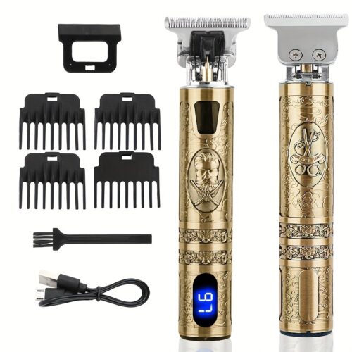 YAIAWISU Men’s Cordless Electric Hair Clippers & Beard Trimmer with LCD Screen, USB-Rechargeable Cordless Grooming Kit, T-Blade Trimmer with Guide Comb Suitable for Hair, Shaving, and Scalp Trimming