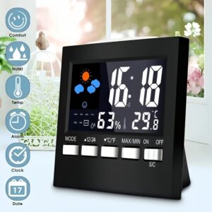 LCD Weather Station Indoor Thermometer Hygrometer Clock