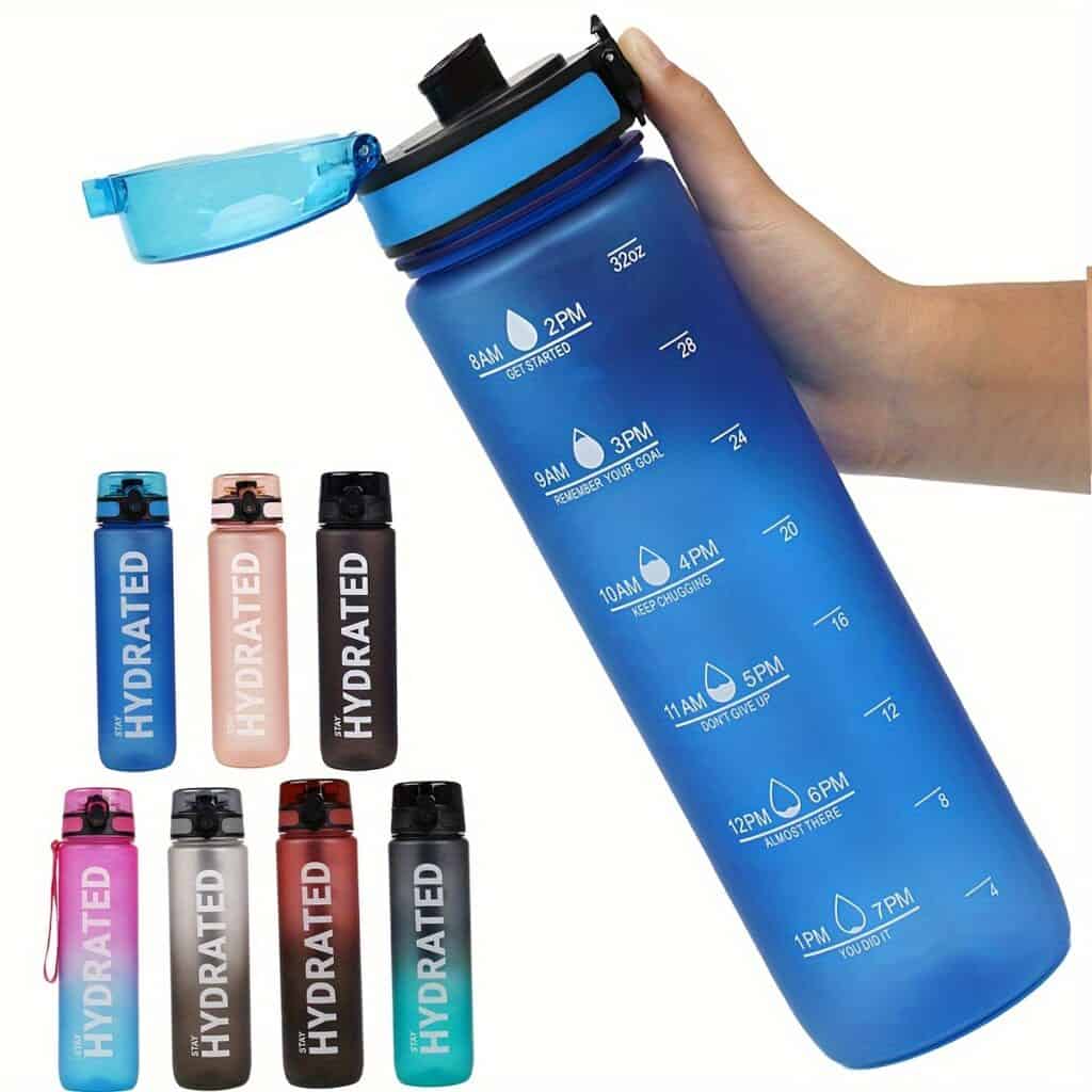 32oz Time Marker Sports Water Bottle Leak Proof 1L