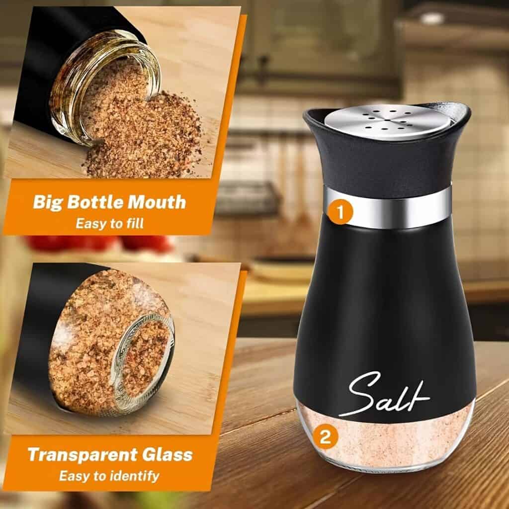 Glass Salt and Pepper Shakers Stainless Steel Lids