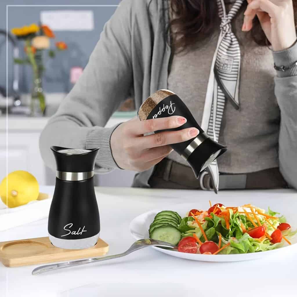 Glass Salt and Pepper Shakers Stainless Steel Lids