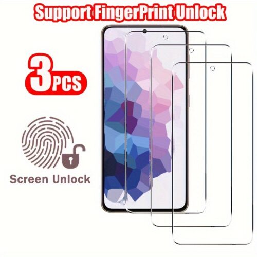3pcs Fingerprint Unlock Tempered Glass Full Cover Screen Protector Film Case For Samsung Galaxy S24 S22 S23/ S23+ 5G S21 S23 S22+ 5G S22 Plus S23Plus S22Plus S24Plus S24 Ultra