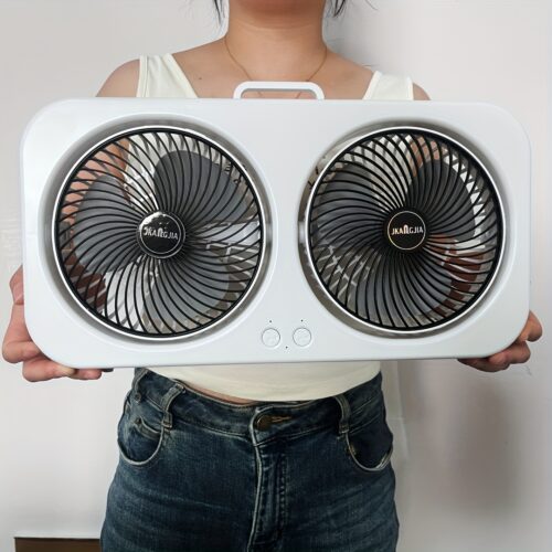 Portable Desktop Dual-Head Three-Leaf Air Circulation Fan, USB Charging Desktop Silent Fan, Household Wall-Mountable Fan, Three-Speed Adjustment, Portable Small Fan, Suitable for Offices, Dormitories, And Camping