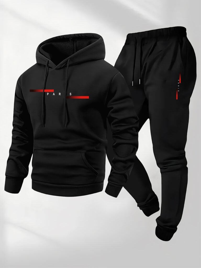 Men’s Hoodie and Jogger Set Paris Print Tracksuit