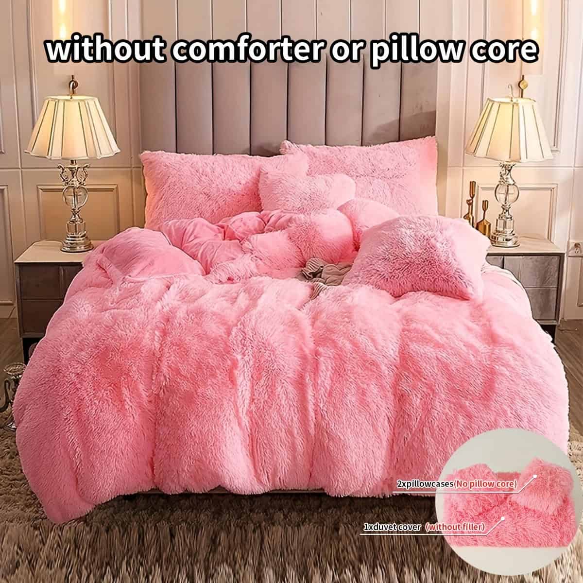 Plush Long Hair Duvet Cover Set Soft Fluffy 3pcs