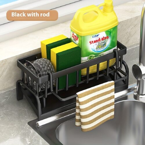 Multi-Functional Kitchen And Bathroom Sink Storage Rack Set – Faucet Hanging Storage Rack, Suitable for Dishcloths, Sponges, Brushes – Durable, Easy-To-Clean Home Organization And Space-Saving Storage Solution