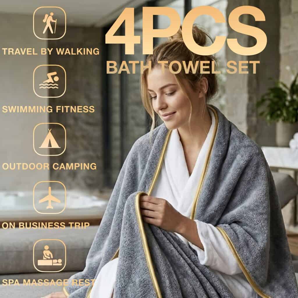 6 Piece Microfiber Towel Set Soft Quick Dry