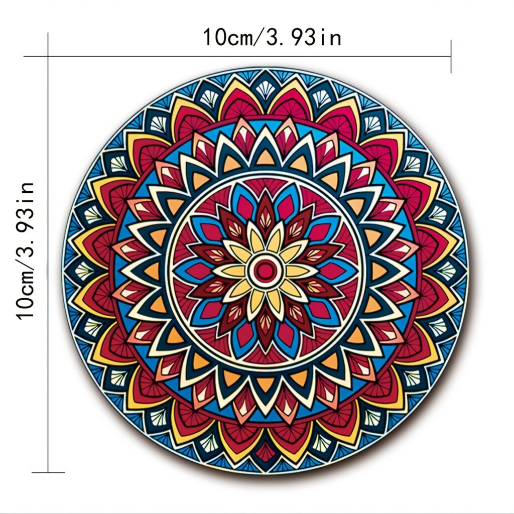 8PCS Wooden Mandala Coasters Set Table Drink Coasters