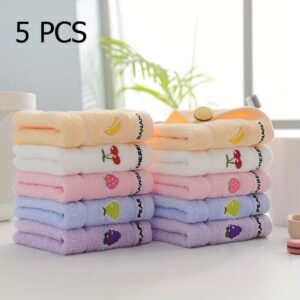 5 Piece Fruit Pattern Soft Face Towel Set