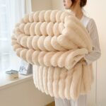Luxury Faux Rabbit Fur Throw Blanket Soft & Warm