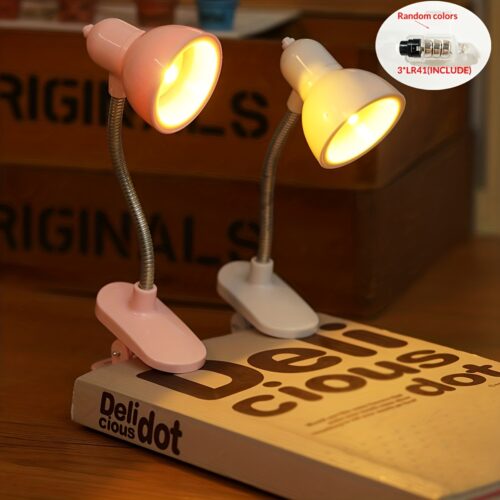 Mini Clip-On Reading Lamp, Plastic, Adjustable Arm, Push Button Control, Battery Powered, 1/2/4pcs, Includes Batteries, Fantasy Theme, for Bedroom Tabletop