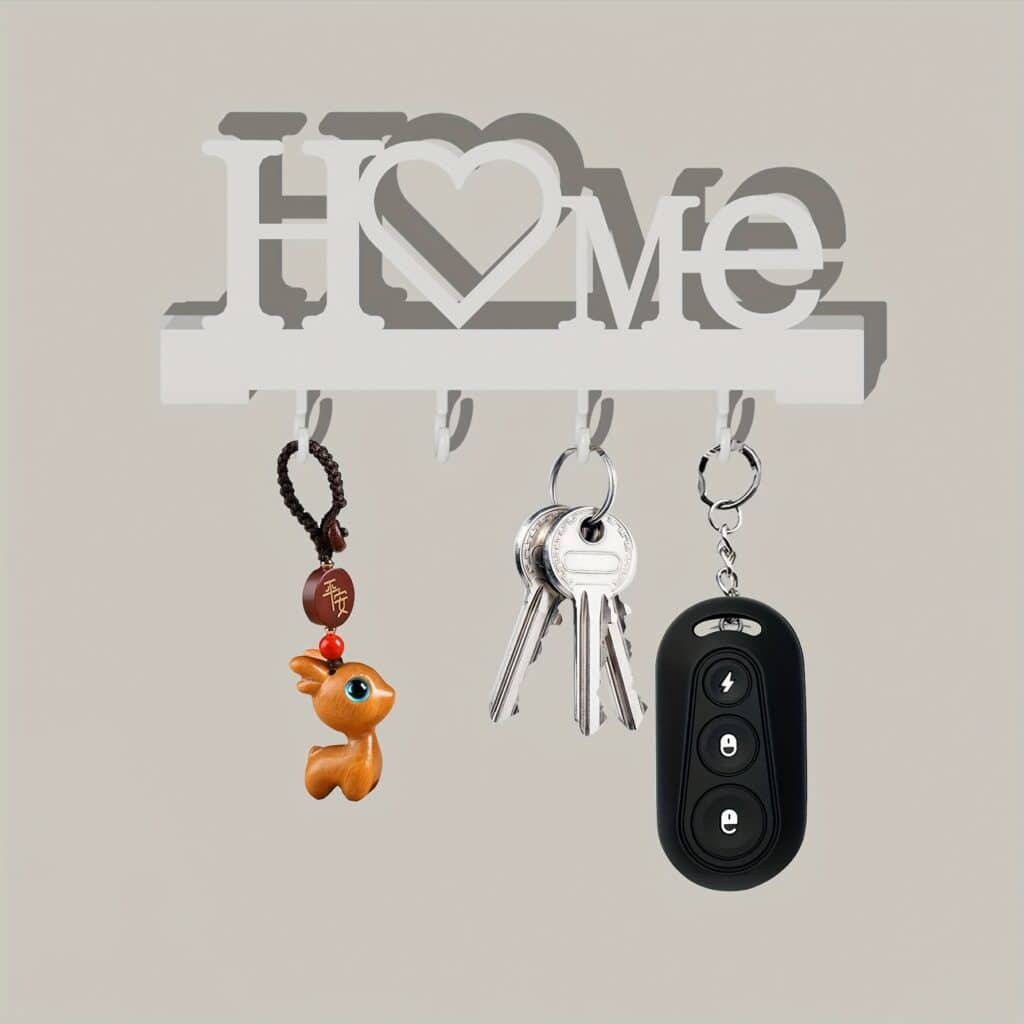 Wall Mounted Key Holder Love Shape No Drill Rack