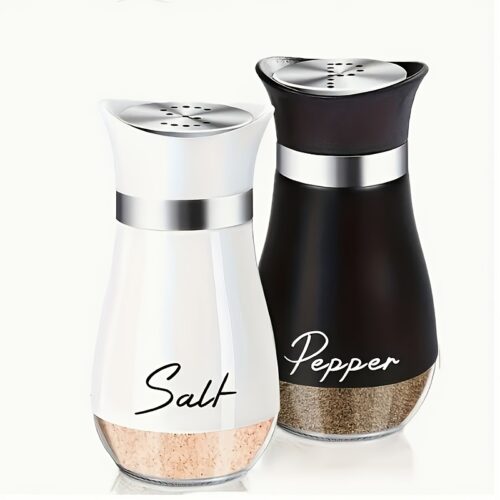 Salt And Pepper Shaker Set, 4 Ounces (Approximately 113.4 Grams) Glass Bottom Salt And Pepper Shakers with Stainless Steel Lids, Suitable for Kitchen Cooking Tables, Rvs, Camping, And Barbecues. Seasoning Bottles. Salt And Pepper Containers.