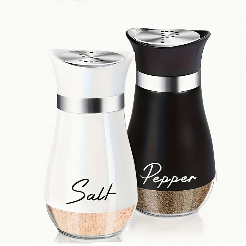 Glass Salt and Pepper Shakers Stainless Steel Lids