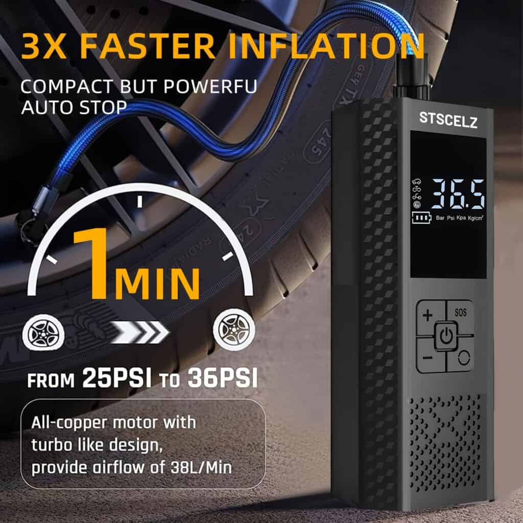 Portable Tire Inflator Air Compressor 150 PSI Cordless