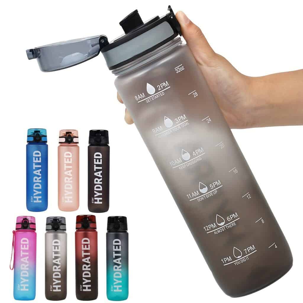 32oz Time Marker Sports Water Bottle Leak Proof 1L