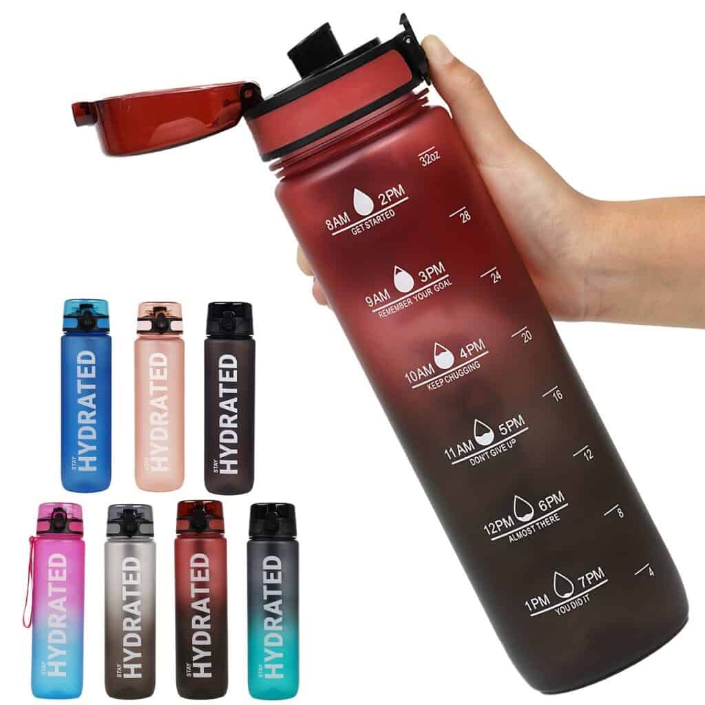 32oz Time Marker Sports Water Bottle Leak Proof 1L