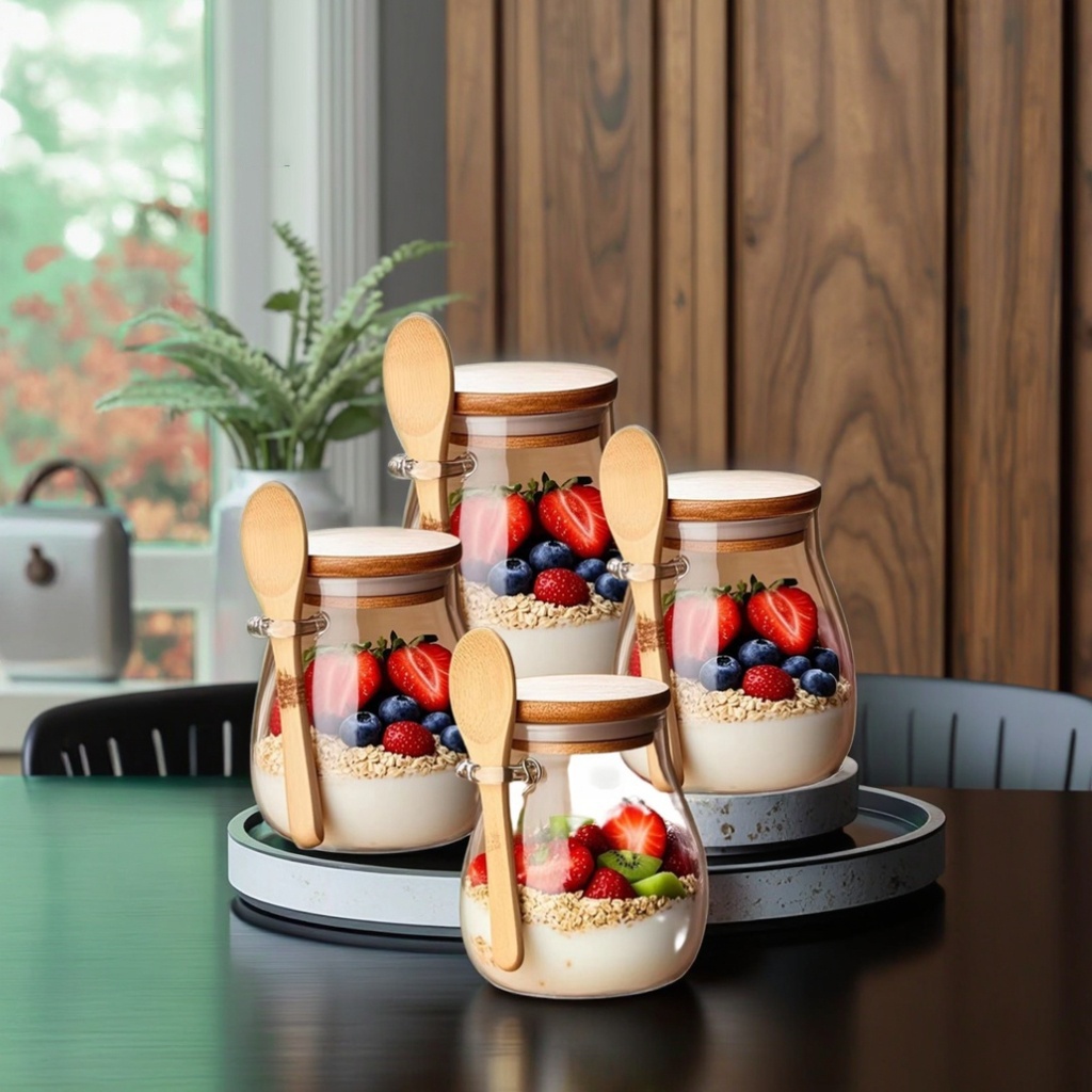 11.96oz Glass Overnight Oats Jars with Lids & Spoons Set