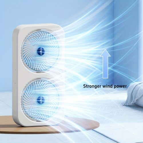 Dual Head USB Desk Fan Quiet Portable 3 Speed Fan
