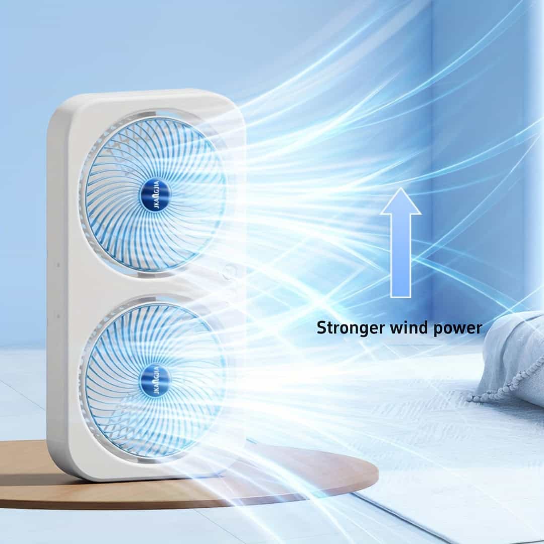 Dual Head USB Desk Fan Quiet Portable 3 Speed Fan