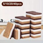 5/10/20/40pcs Seaweed Cleaning Sponges Non Scratch Kitchen Scrub Pads Set