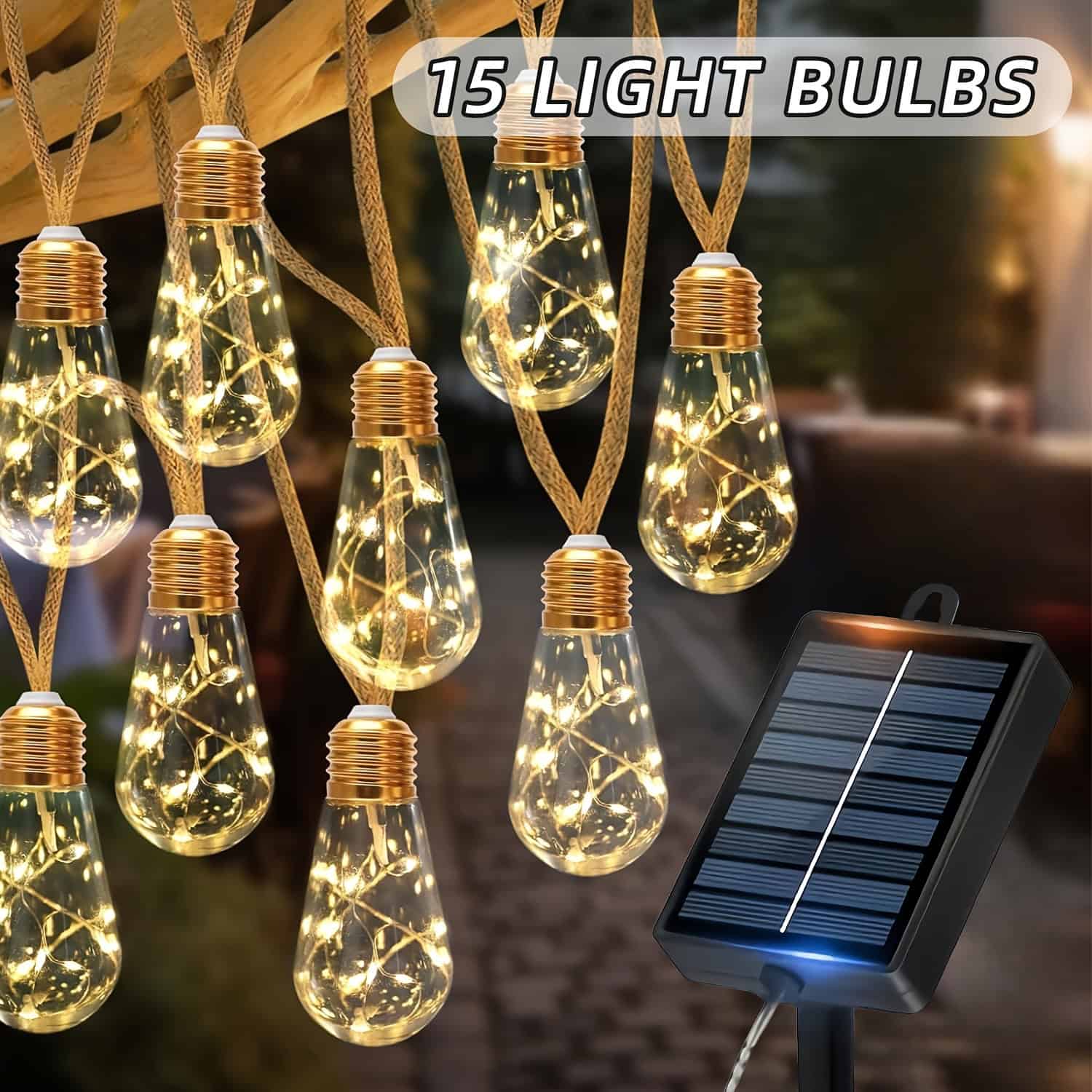 Solar Outdoor String Lights with 8 Modes Garden Lights