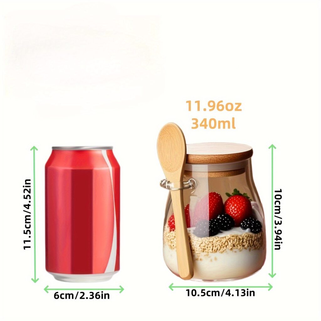 11.96oz Glass Overnight Oats Jars with Lids & Spoons Set