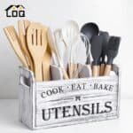 Rustic Wooden Kitchen Utensil Holder 3 Compartment