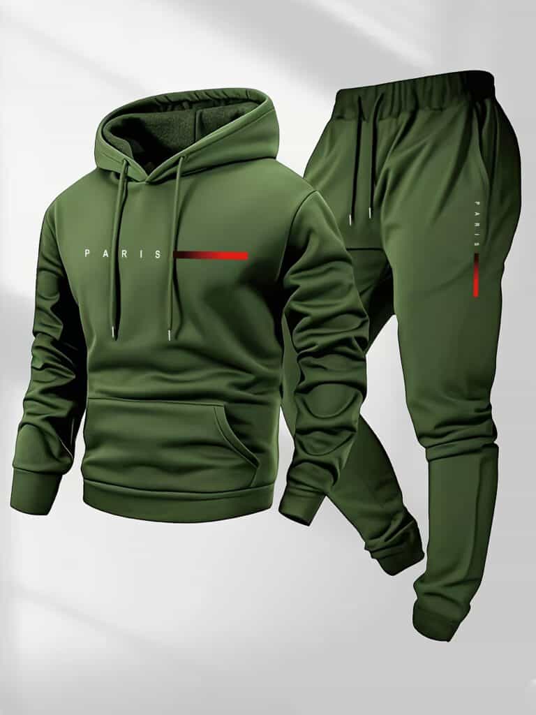 Men’s Hoodie and Jogger Set Paris Print Tracksuit