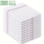 Plaid Dish Towels Scouring Pad Set 6–12pcs Kitchen Cloths