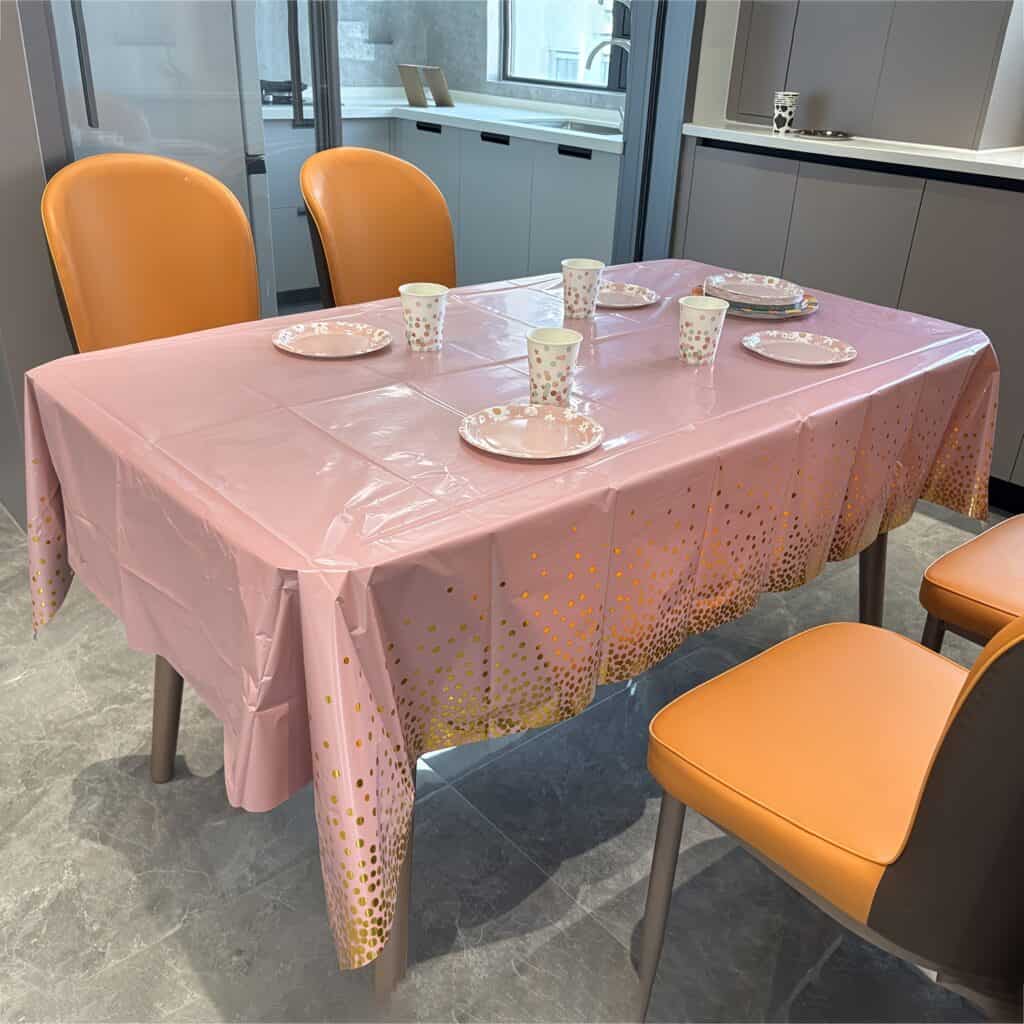 Disposable Party Tablecloth Gold Dot Plastic Cover