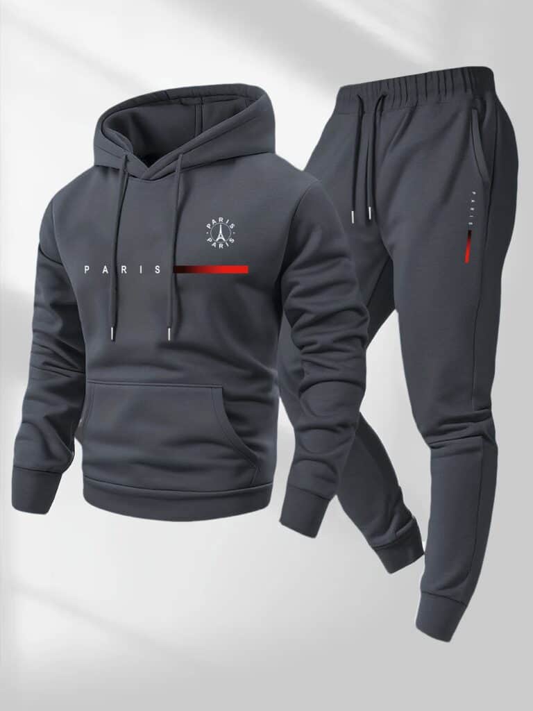 Men’s Hoodie and Jogger Set Paris Print Tracksuit