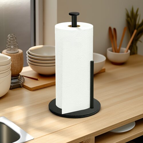 Paper Towel Holder Silver Kitchen Roll Holder, Premium Stainless Steel Paper Towel Holder for Kitchen Roll Organize, Countertop Roll Dispenser with Weighted Base