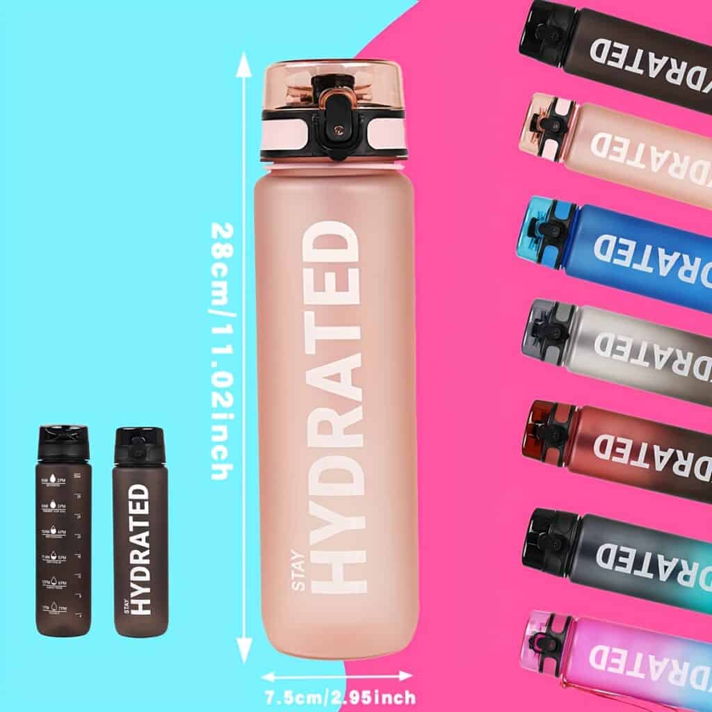 32oz Time Marker Sports Water Bottle Leak Proof 1L