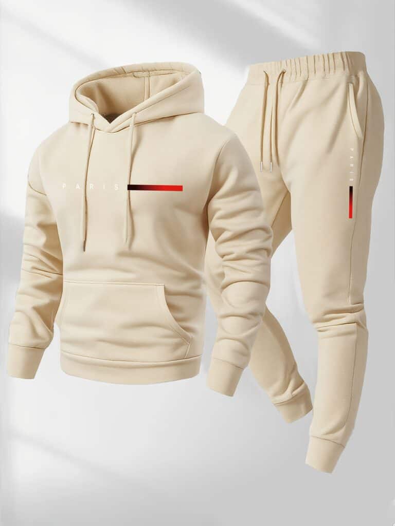 Men’s Hoodie and Jogger Set Paris Print Tracksuit