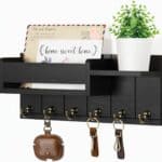 Rustic Wooden Key Holder Wall Organizer with Mail Tray