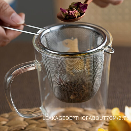 Stainless Steel Tea Strainer for Home Use, Single-Ear Filter Mesh, Tea Ceremony Accessory, Can Be Hung for Brewing Tea