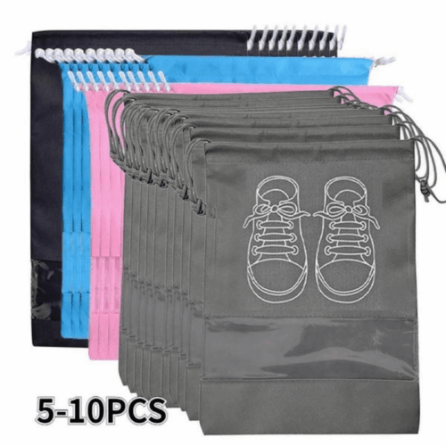10/5pcs (Compatible with 10 or 5-Shoe Counts) Non-Woven Hanging Shoe & Clothing Storage Bags – Lightweight Portable Hanging Organizers with Multi-Color Options (Compatible for Closet, Wardrobe, Travel) – Space-Saving Shoe Categorization, Hanging Shoe