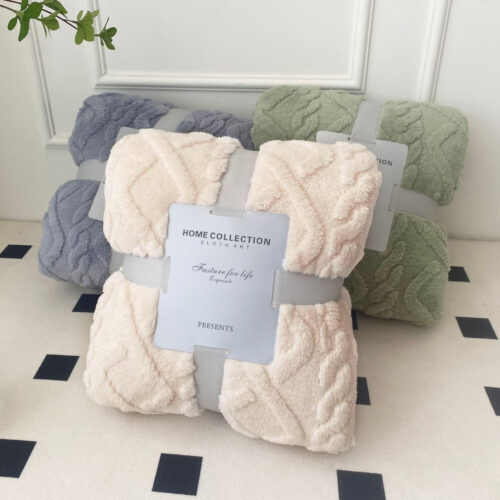 Contemporary Geometric Jacquard 3D Patterned Throw Blanket, Ultra-Soft Microfiber, Lightweight Cozy Fleece for Sofa, Bed, Chair, All Seasons Multipurpose Blanket