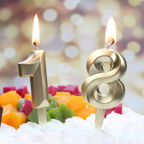 1pc New Creative Birthday Cake Party Age Decoration 3D Golden Silvery Diamond Number Candle Plug-In