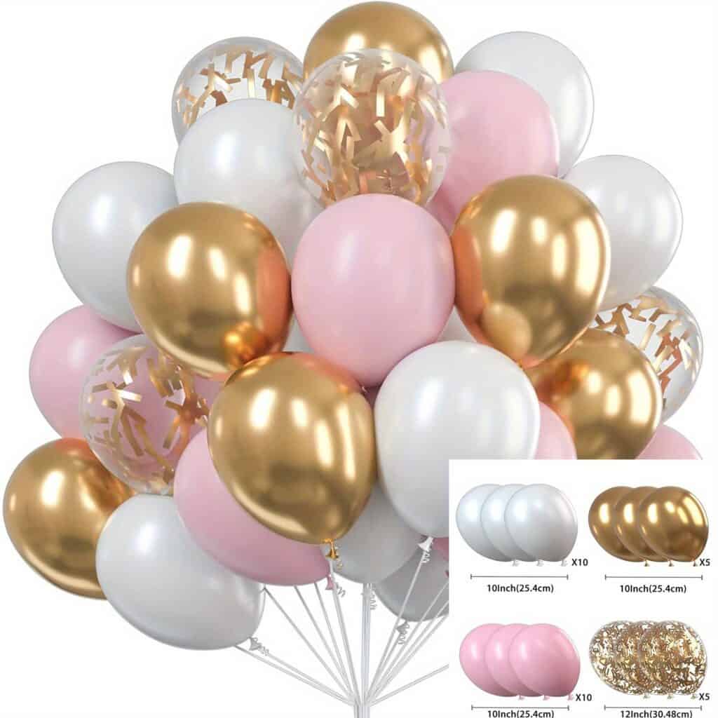 Metallic Balloon Set Gold Blue Silver Confetti 30pcs