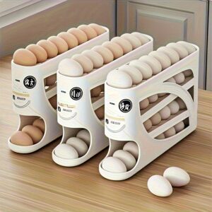 4 Tier Rolling Egg Holder Fridge Storage Organizer