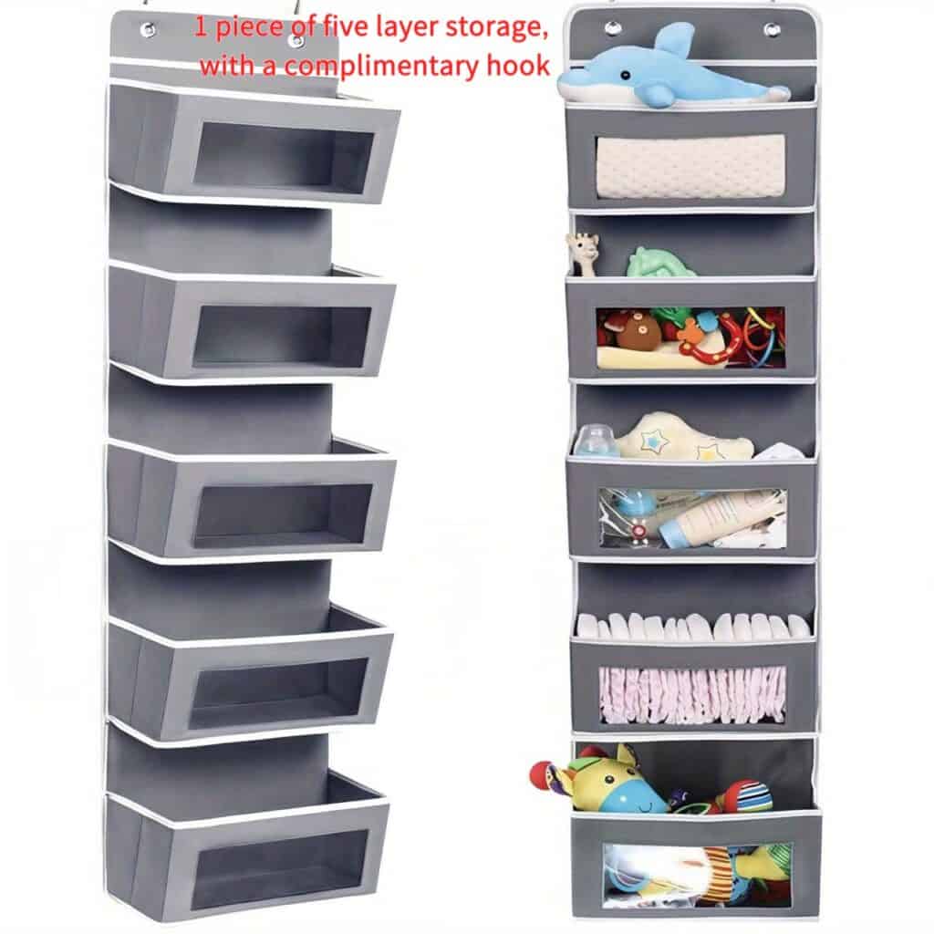 5-Tier Over Door Hanging Storage Organizer Rack Gray