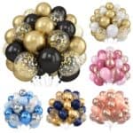 Metallic Balloon Set Gold Blue Silver Confetti 30pcs